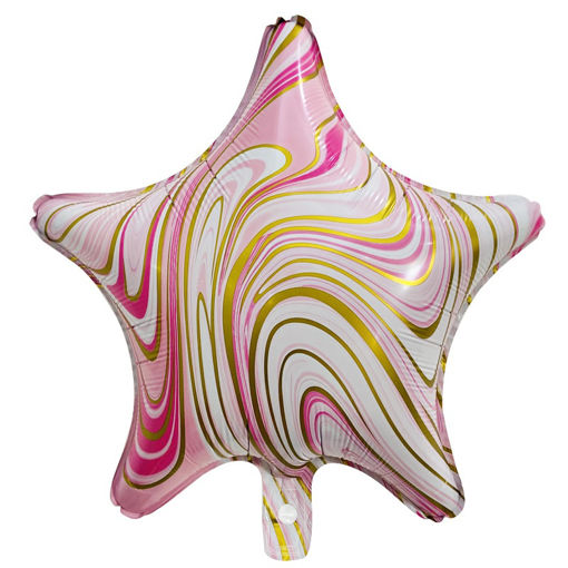 Picture of MARBLE STAR FOIL BALLOON PINK 18INCH